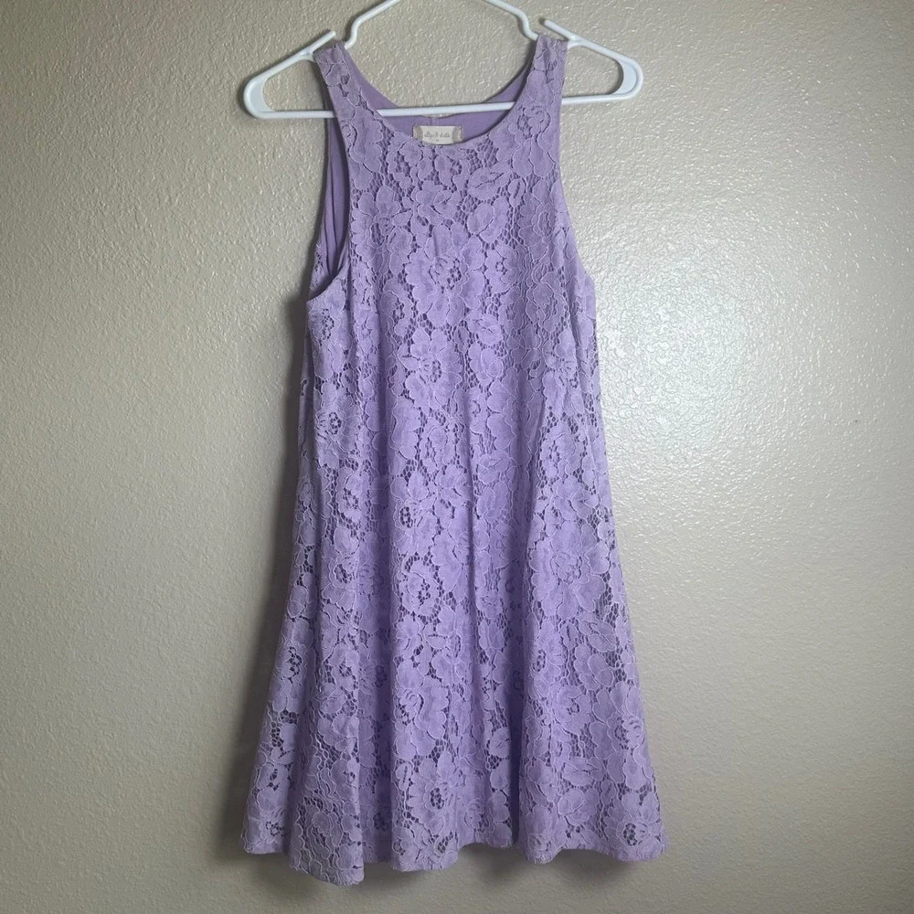 Altar'd State Lavender Purple Floral Lace‎ Sleeveless Boho Fairy Shift Dress Med